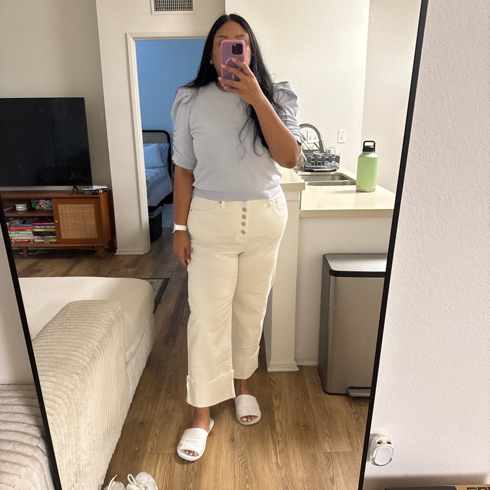 Ava & Viv Women's Straight Leg Jeans - White - Picture 2 of 2